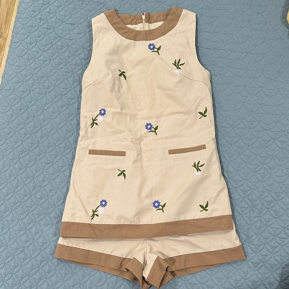Floral Embroidered Sleeveless Romper